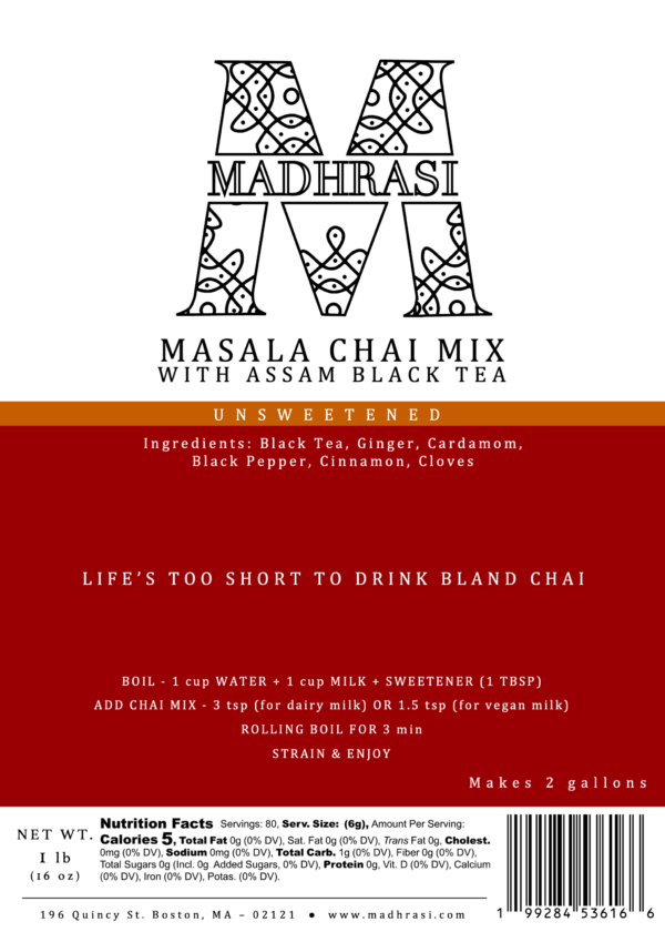 Large Masala Chai Mix (1 lb) - Case of 6